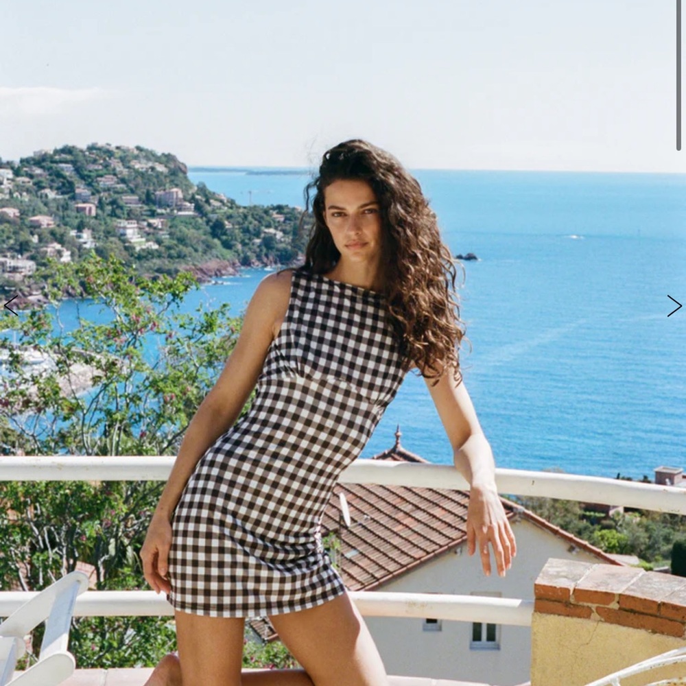 With Jean Cassia Dress | Gingham Black and White Checkered Mini Dress